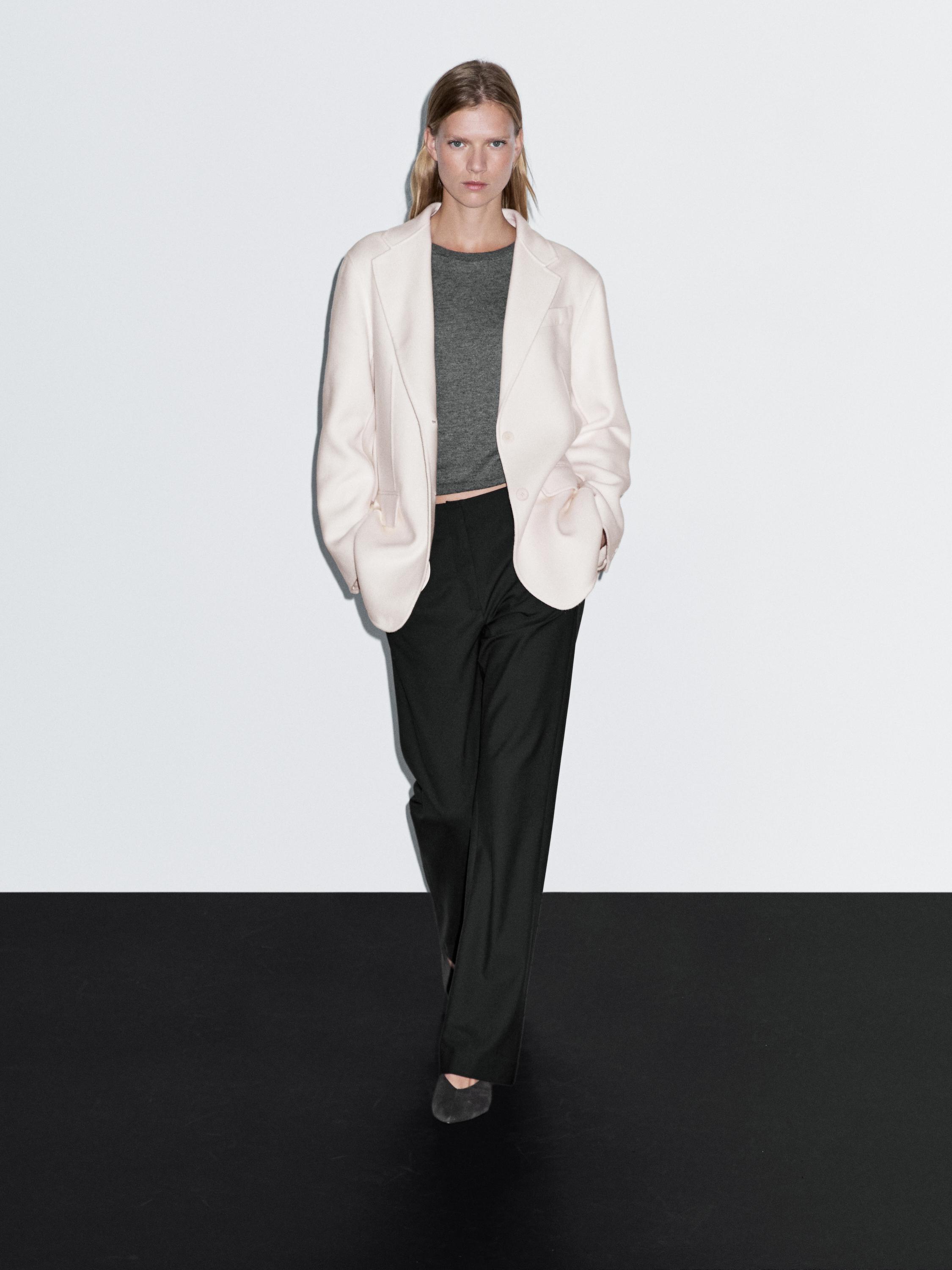 Blazer avec écharpe en laine mélangée